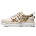 Casual men's thick-soled woven sneaker in beige with multicolored paisley patterns - 39 / Platform Work Woven Style (927) / Beige