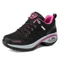 Zapatillas deportivas de mujer negro y rosa con suela gruesa de amortiguación por aire cómoda - 36 / Negro/Rojo rosa