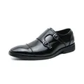Elegant black double monk strap formal leather dress shoes for men's business wear - 38 / Double Monk Strap Shoes (1797) / Black