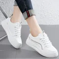 Stylish white thick-soled sneakers for women, comfortable casual spring sports shoes - 34 / Leather Surface Style (F08) / White Brown