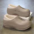 Thick-soled fleece-lined winter clogs in khaki with warm fuzzy lining - 36-37 / Silver Gray