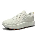 Off-white thick-soled chunky sneakers with breathable textured upper and orange rubber grips - 36 / Beige