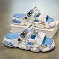 Men's thick-soled camouflage sports sandals with adjustable straps and blue accents - 36 (Fits 36-37) / Haze Blue