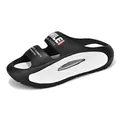 Modern black and white EVA platform slippers for summer beach and casual daily wear - 36 / Black