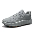 Breathable grey chunky sneakers with thick sole and silver lightning bolt logo design - 36 / Gray