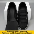 Extra wide black orthopedic shoes for elderly featuring adjustable Velcro straps - 38 / Black