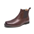 Klassische braune Leder-Chelsea-Stiefeletten mit Western-Ziernähten und Gummizug. - 38 / Braun