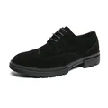 Schwarze Brogue-Herrenschuhe aus Wildleder mit klassischer Flügelkappe und Schnürung im Business-Stil - 38 / Schwarz