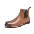 Klassische braune Herren-Lederstiefeletten mit Brogue-Muster im rustikalen Vintage-Stil - 38 / Gelb