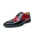 Men's wingtip brogue oxford shoes in red and black patchwork crocodile pattern leather - 38 / Black Red
