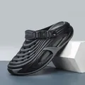 Professional outdoor black and grey hollow-out summer clogs with non-slip rubber sole - 36-37 / Black and Gray