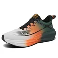 Zapatillas de moda para hombre con suela gruesa de palomitas y parte superior de punto degradado - 39 / Blanco Naranja Negro Verde