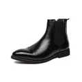 Classic black leather Chelsea ankle boot for men with elastic side panels - 38 / Black