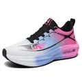 Zapatillas flyknit para hombre con degradado azul y rosa en una suela blanca gruesa - 36 / Blanco Luna Rosa