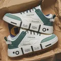 Sneakers trendy da uomo bianche e verdi con suola morbida per streetwear e uso quotidiano. - 39 / Beige-Verde