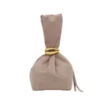 Retro-Beuteltasche aus Wildleder mit goldener Hardware für Damen, minimalistisch. - Handtasche Stil / Khaki