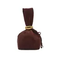 Elegante braune Wildleder-Eimertasche mit dekorativem goldenem Ringgriff für Damen - Handtasche Stil / Braun