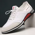Sneaker casual da uomo in pelle bianca con suola morbida e dettagli rossi eleganti - 38 / Bianco Quattro Stagioni