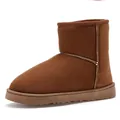 Classic brown suede snow boots with warm plush lining and thick non-slip rubber sole - 36 / Tan (218)