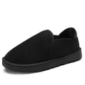 Warm black fleece-lined outdoor winter slippers with anti-slip rubber sole for men and women - 36 / Black