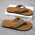 Herren Outdoor-Flip-Flops mit rutschfestem Fußbett in Korkoptik und Stoffriemen - 39 / Armeegrün