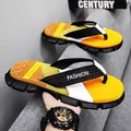 Durable non-slip men's flip-flops for summer beach and outdoor sports in vibrant orange - 40 / Main Style / Earthy Yellow