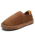 Warm brown suede slip-on snow boots featuring a plush faux fur lining for winter comfort - 36 / Yellow