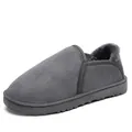 Warm grey suede slippers with plush faux fur lining for indoor and outdoor wear - 36 / Grey (216)