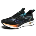 Ultra-light breathable flyknit running shoes in black with orange and blue accents - 36 / Black Orange Floral