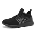 Lightweight black fly-knit running shoes with breathable mesh for men and women - 36 / Black