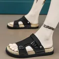 Sandali da uomo neri casual con suola antiscivolo per la spiaggia estiva e l'aperto - 40 / Nero