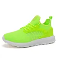 Vibrant neon green lightweight breathable flyknit running shoes for men and women - 36 / Fluorescent Green