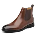 Vintage brown men's Chelsea boots featuring a polished leather finish and elastic side panels - 38 / Regular Fit / Brown
