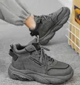 Men's trendy high-top grey casual basketball sneakers with durable textured rubber soles - 40 / Dark Gray