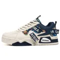 Premium men's outdoor chunky sneaker featuring navy blue accents and camo patterns - 39 / Outdoor Dad Shoes (CL6696) / Beige Blue