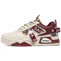 Men's ethnic pattern chunky sneakers in cream and burgundy athletic finish - 39 / Outdoor Dad Shoes (CL6696) / Burgundy