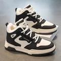 Baskets montantes d'hiver pour hommes en noir et blanc avec une doublure en polaire chaude - 40 / Style Doublé Polaire / Noir