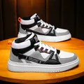 Baskets montantes d'hiver pour hommes avec doublure chaude au design gris et noir - 40 / Style Simple / Blanc Grisâtre