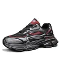Sneakers da uomo traspiranti stile black warrior effetto invecchiato con dettagli rossi - 39 / Nero