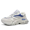 Sneaker maschili invecchiate color crema e blu con inserti in mesh traspirante - 39 / Blu Beige