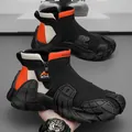 Men's anti-slip waterproof winter work boots with a side zipper and mid-top design - 39 / Black