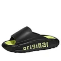 Men's black and neon green sports slide sandals with original text detail for summer beach - 40 / Black Green