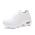 Baskets à plateforme en maille blanche avec coussin d'air visible pour femme sport - 35 / Blanc