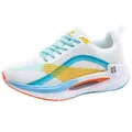 Professional white carbon plate running shoes for men with blue and yellow accents - 38 / Soft Blue