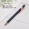 Navy blue aluminum ballpoint pen with rose gold trim and stylus tip - 0.7mm Bullet Tip / Dark Blue