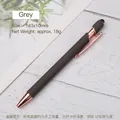 Grey aluminum click ballpoint pen with rose gold accents and stylus tip - 0.7mm Bullet Tip / Gray