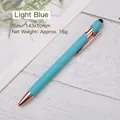 Stylo à bille en aluminium bleu clair avec garniture or rose et embout stylet - Pointe Bille 0,7 mm / Bleu clair