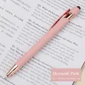 Eleganter roségoldener Druckkugelschreiber aus Aluminium in Morandi-Rosa und Stylus - 0,7 mm Kugelspitze / Morandi Rosa