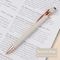 Morandi-beiger Aluminium-Kugelschreiber mit roségoldenen Akzenten und Stylus-Spitze - 0,7 mm Kugelspitze / Morandi-Beige
