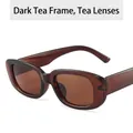 Retro small square sunglasses with dark tea frame and matching lenses - Dark Tea Frame Tea Lens